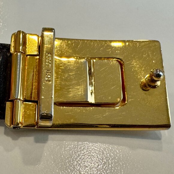 Vintage GUCCI GG Brass Buckle Made in Italy, w/free reversible leather strap main image 7